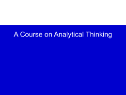 Analytical Thinking - Excellence in Financial Management