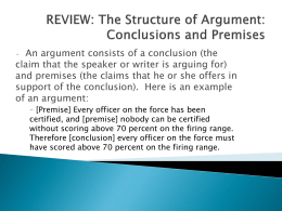 The Structure of Argument: Conclusions and Premises