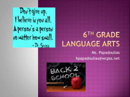 6th grade Language Arts