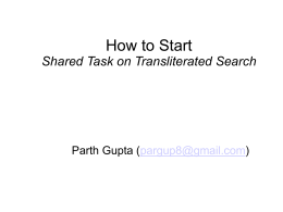 How to Start for Shared Task