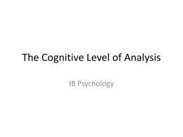 The Cognitive Level of Analysis