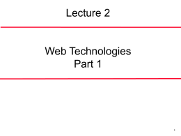 Web Technologies 1 - California State University, East Bay