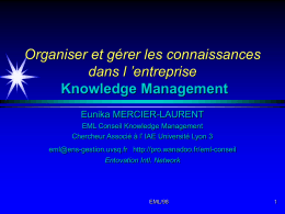 Knowledge Management Origines, approches et exemples …