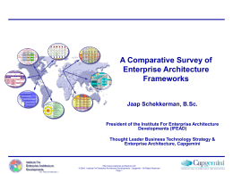 A Comparative Survey of Enterprise Architecture Frameworks