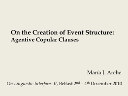 On the Creation of Event Structure: Agentive Copular Clauses