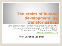 The ethics of human development as transformation