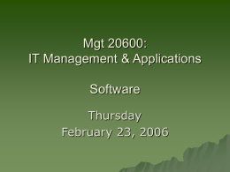 Mgt 20600: IT Management - University of Notre Dame