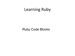 Ruby Control Flow - Utah State University