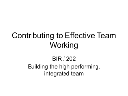 Contributing to Effective Team Working