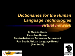 A MULTILINGUAL STATISTICAL DICTIONARY IN THE …