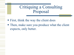 Critiquing a Consulting Proposal