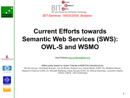 Current Efforts towards Semantic Web Services (SWS): …