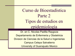 Biostatistics course Part 2. Types of studies in epidemiology in
