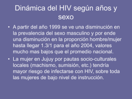 Dinamica del HIV según años y sexo