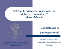 VIOLENZA DOMESTICA - Unisi.it - Università degli Studi di Siena