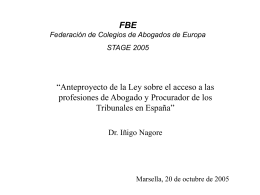 Anteproyecto de la Ley sobre el acceso a las profesiones de