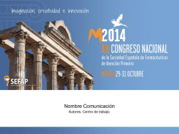Nombre Comunicación Autores. Hospital