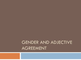 Gender and adjective agreement - Paintsville Independent Schools