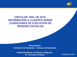 CIRCULAR N° 1985, DE 2010, INFORMACIÓN A CLIENTES