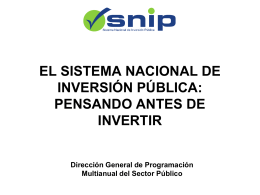 EL SISTEMA NACIONAL DE INVERSIÓN PÚBLICA