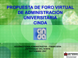 Foro virtual CINDA 2007 - Vicerrectoría de Administración