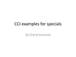 CCI examples for specials - Jim Shipley & Associates
