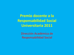 Premio docente a la Responsabilidad Social Universitaria 2011