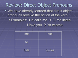 Pronouns Direct object and Indirect object