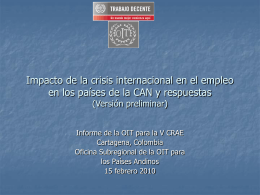 Impacto de crisis en empleo en países andinos (CAN)