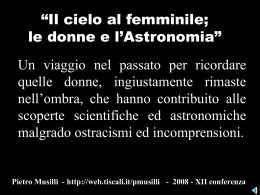Conferenza "Il contributo femminile all`astronomia"
