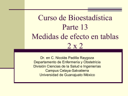 Curso de BioestadísticaParte 13Medidas de efecto en tablas 2 x 2