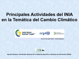 Principales Actividades del INIA en la temática del Cambio Climático