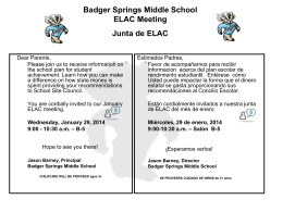 ELAC Meeting Junta de ELAC - Badger Springs Middle School