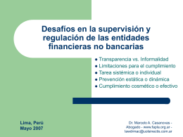 Desafíos en la supervisión y regulación de las entidades financieras