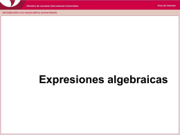 Expresiones algebraicas Expresiones Algebraicas