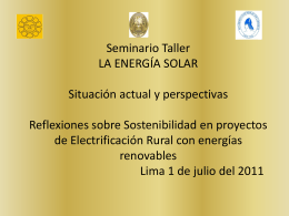Sostenibilidad en proyectos de Electrificación Rural con energías