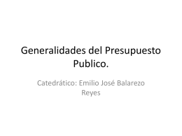 Generalidades del Presupuesto Publico.