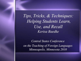 Tips, Tricks, & Techniques - Kerisa Baedke