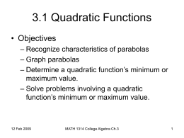 3.1 Quadratic Functions