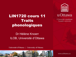 LIN1720 cours 12 Traits distinctifs - Aix1 Uottawa