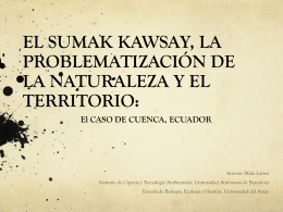 EL SUMAK KAWSAY Y LA APROPIACIÓN URBANA