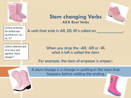Stem changing Verbs AKA Shoe verbs A verb that ends in AR, ER