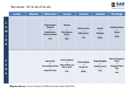 Menu mes de JULIO 2015 SARquavitae Monte Jara