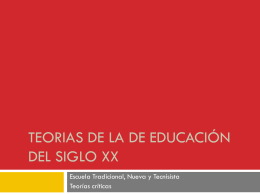 TEORIAS DE LA DE EDUCACIÓN DEL SIGLO xx