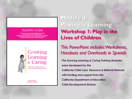 Module 3: Playing is Learning