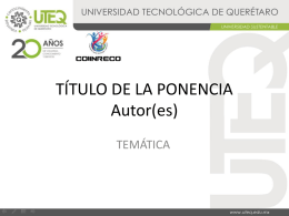 TÍTULO DE LA PONENCIA Autor(es)