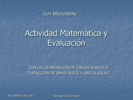Actividad Matemática y Evaluación