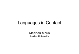 Languages in Contact - OHLL