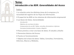 Tema: Introducción a las BDR. Generalidades del