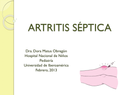 ARTRITIS SEPTICA - Pediatría I y Patología II